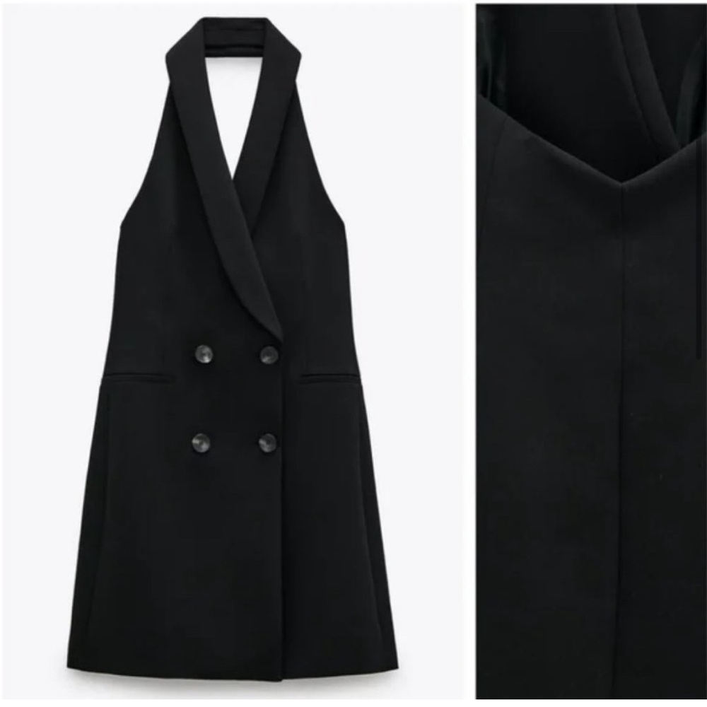 ZARA backless mini halter blazer dress NWT
